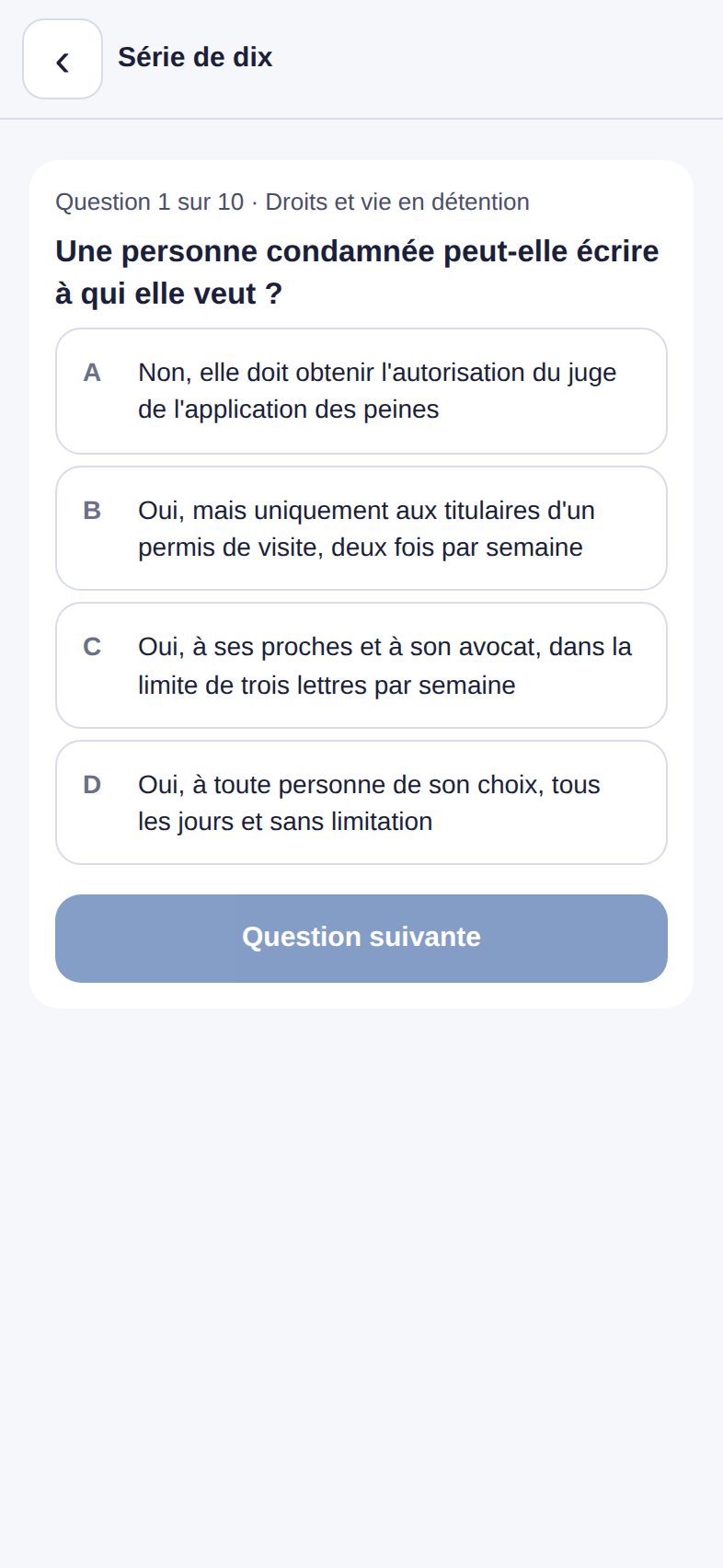 Une série de dix questions sur l'administration pénitentiaire